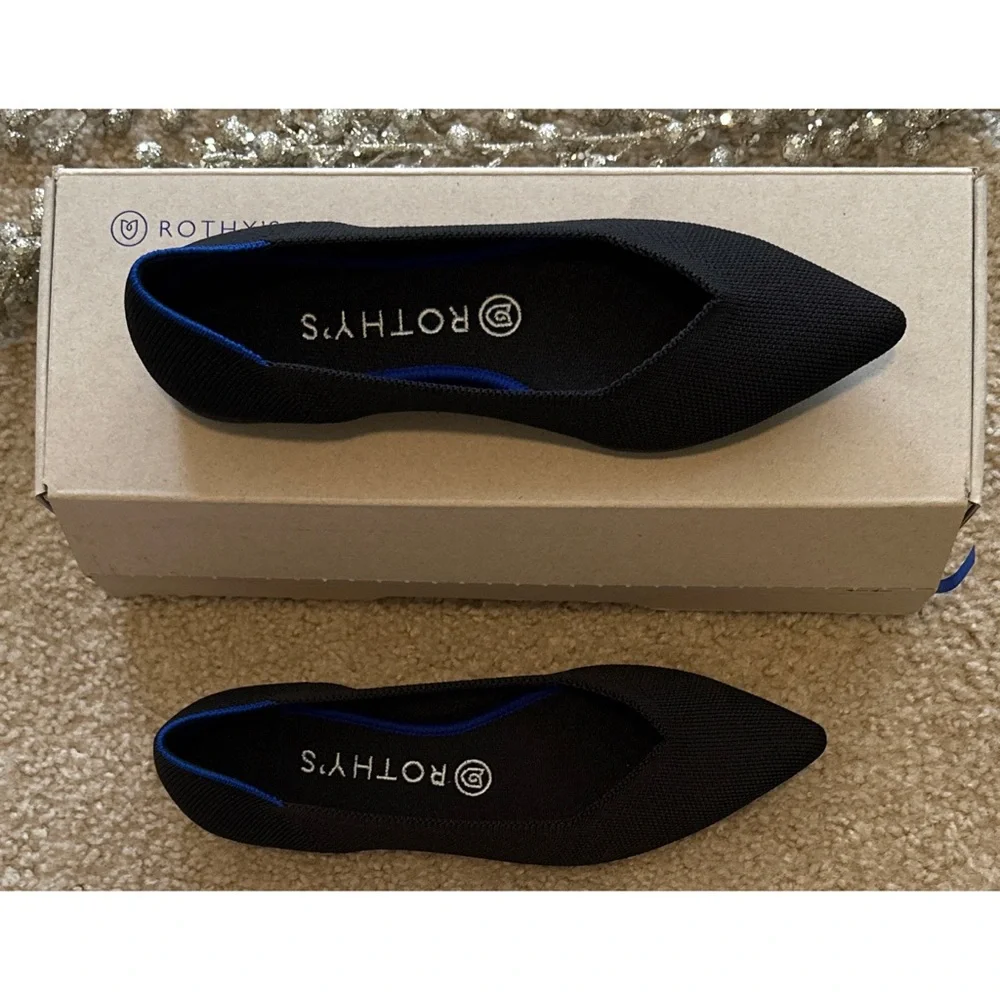 New Rothy's Black Pointed Flats - Picture 1 of 4